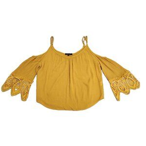 Ambiance Yellow Off Shoulder Bohemian Blouse Spring Summer SMALL
